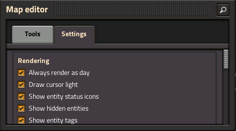 Settings tab when NONE tool was selected.