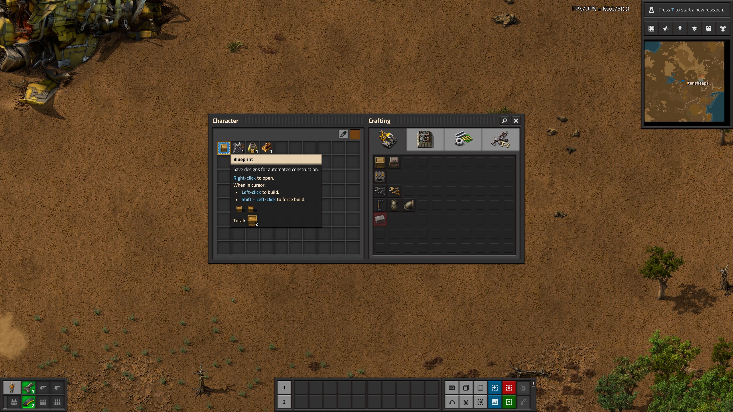 Blueprint in inventory is still 2 wooden boxes, not the original 4 even though we wanted to discard changes