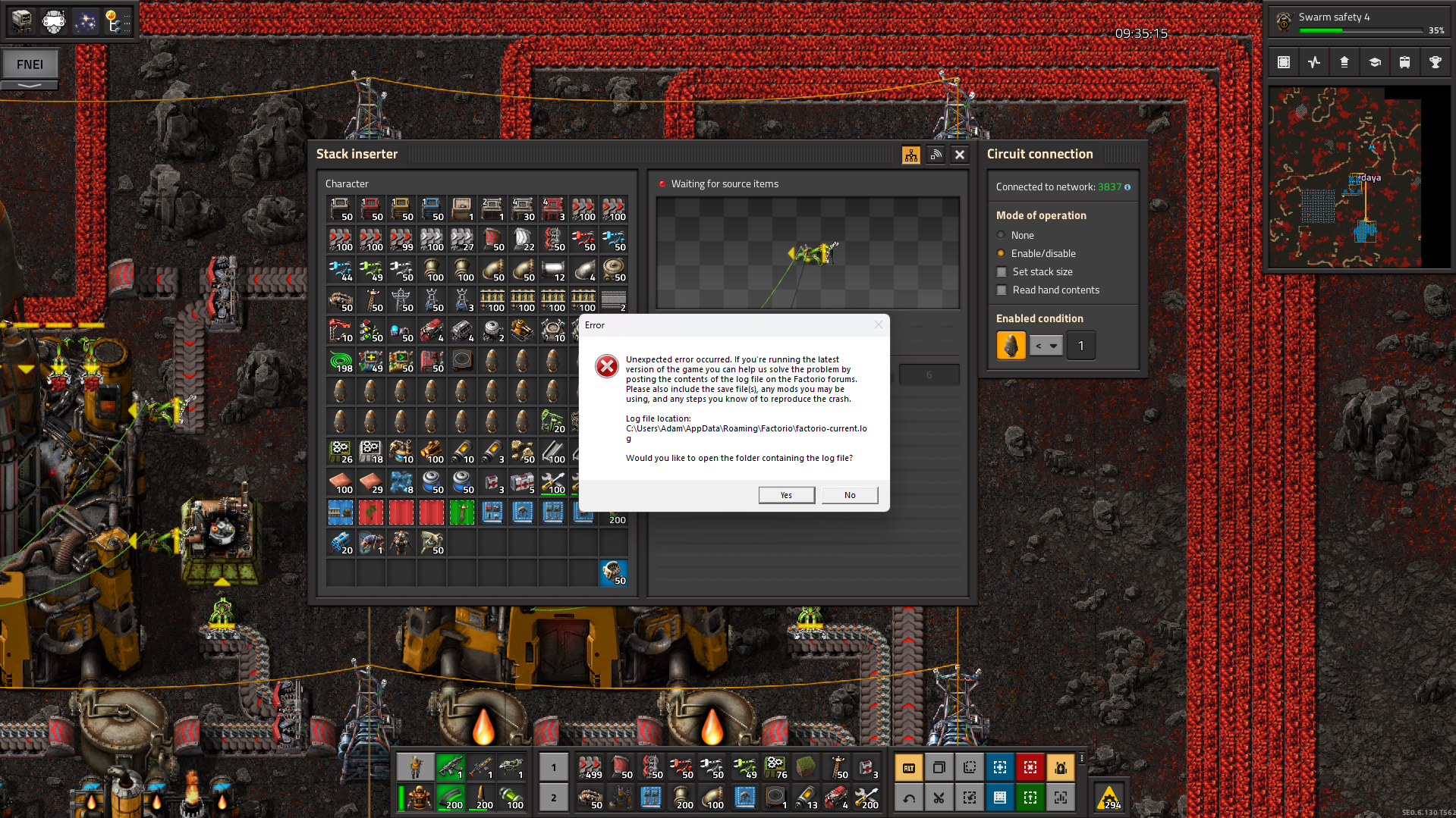 factorio crash - closing a dialog box.png