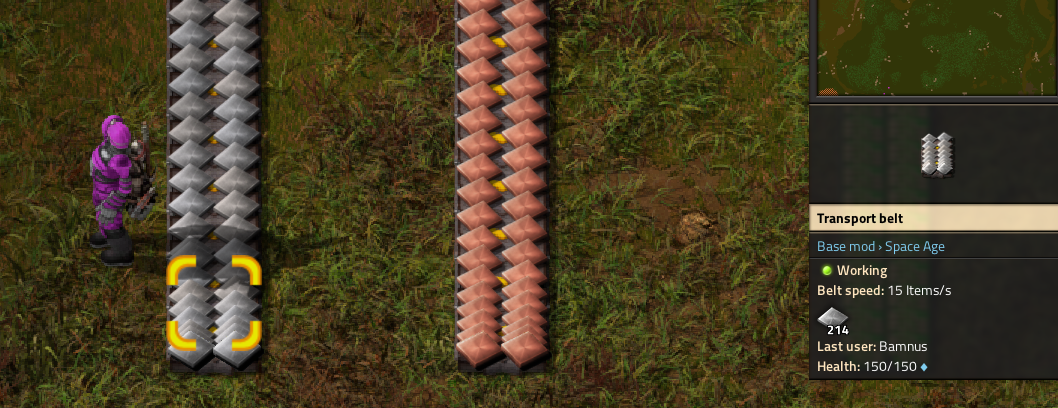 Screenshot of a belt with a larger then normal amount of items.