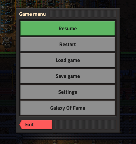 Escape menu