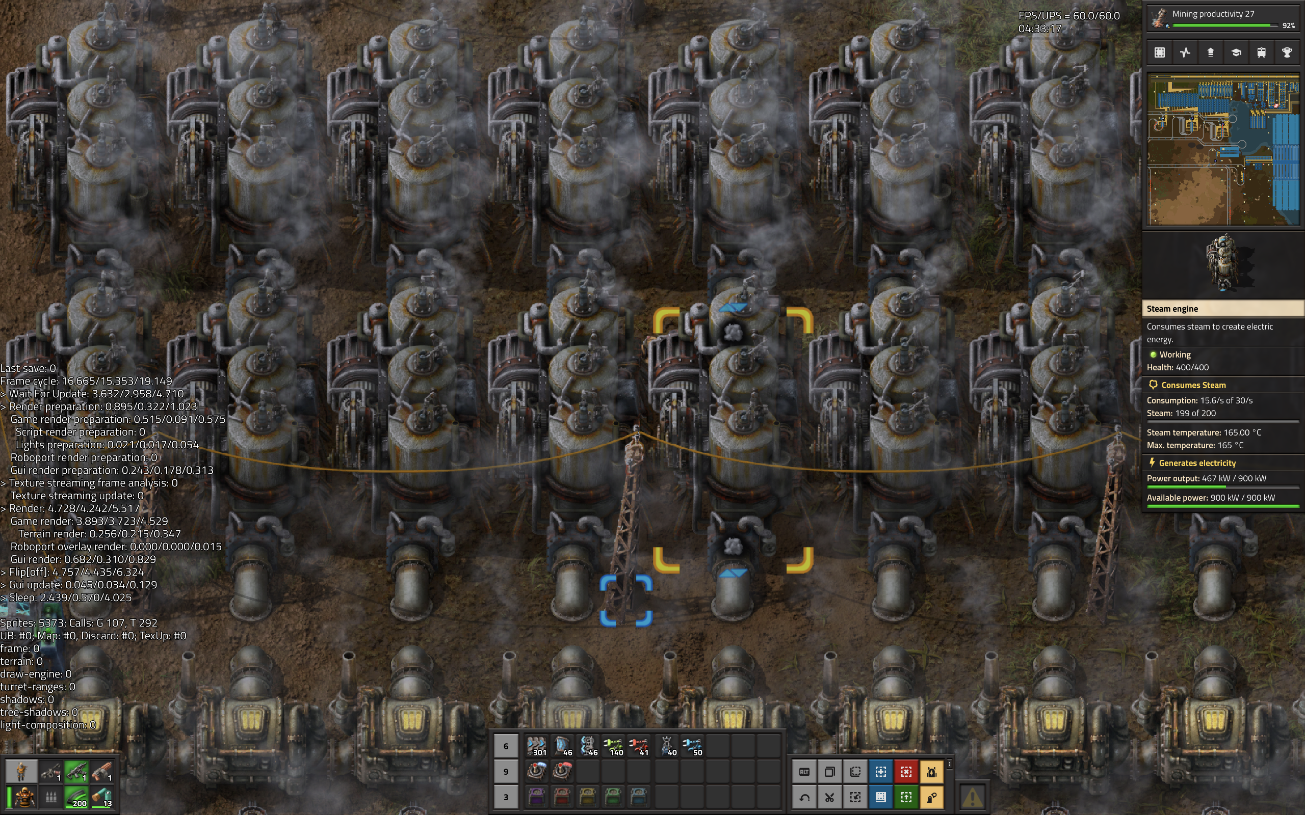 Full fps on zoomed in view of some steam engines on 1.1.110