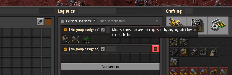 Trash unrequested disabled checked