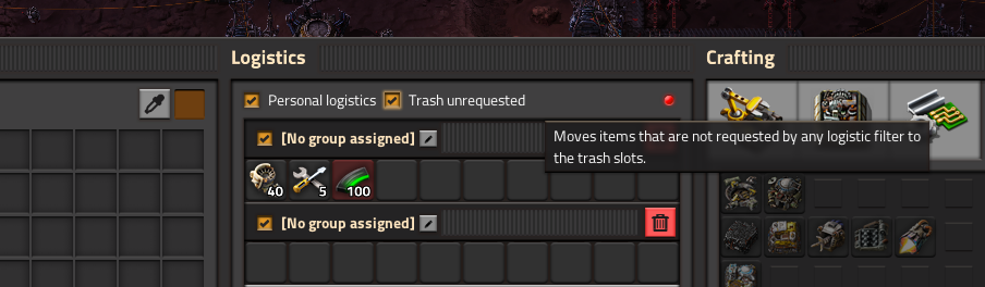 Trash requested enabled checked