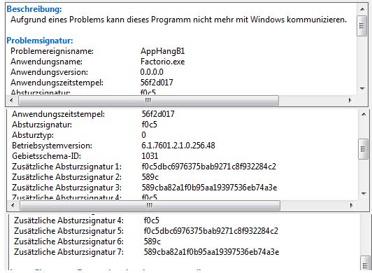 Windows error message when game crashes at startup