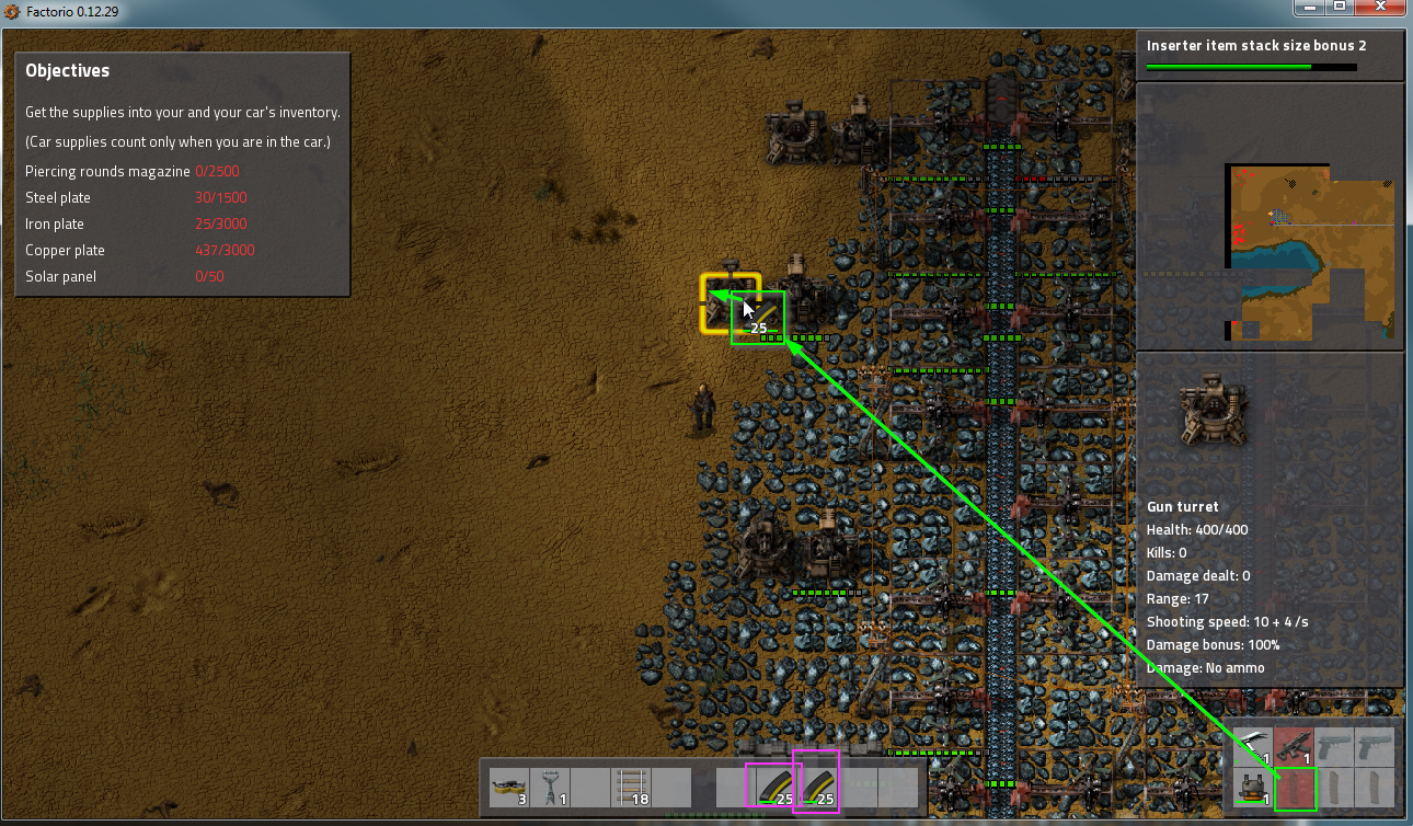 This view shows the inventory closed, I have two ammo stacks in my quick slots, and one in my inventory, and I am about to click to place the ammo from my equipped items