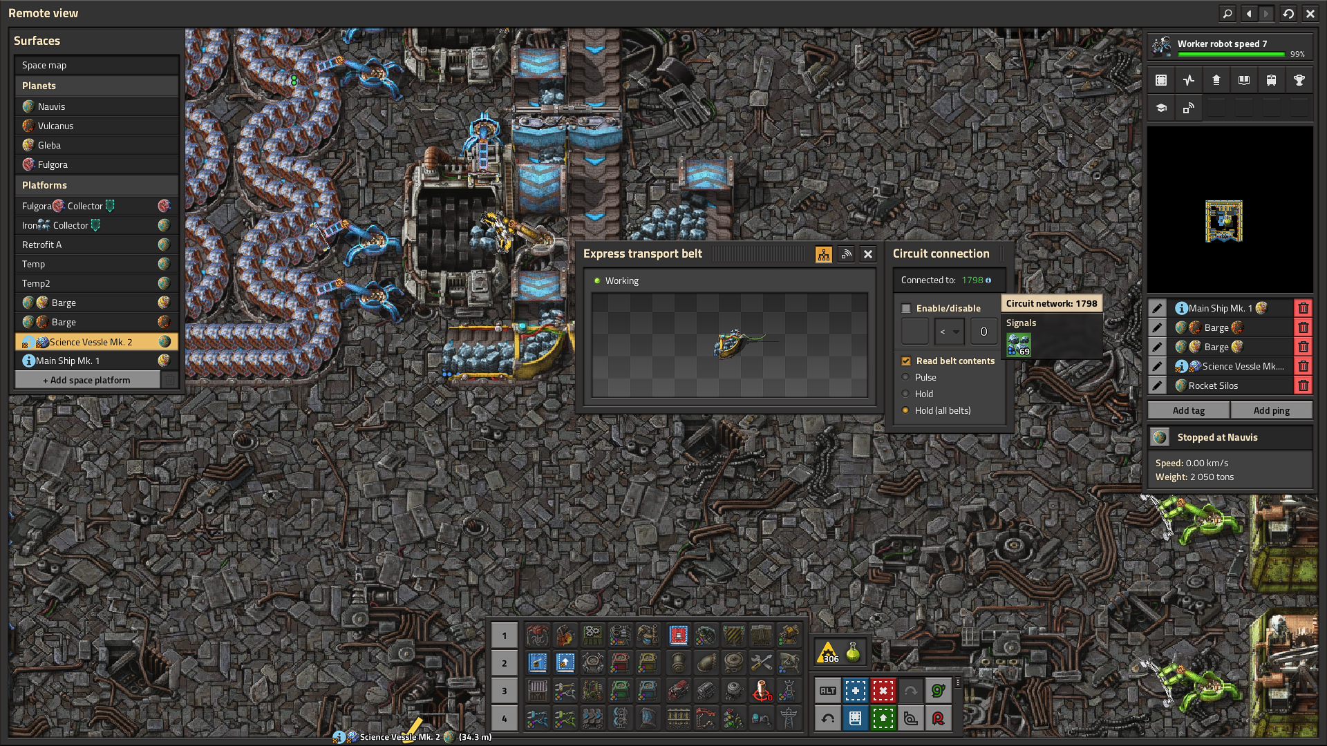 Circuit setup with results.