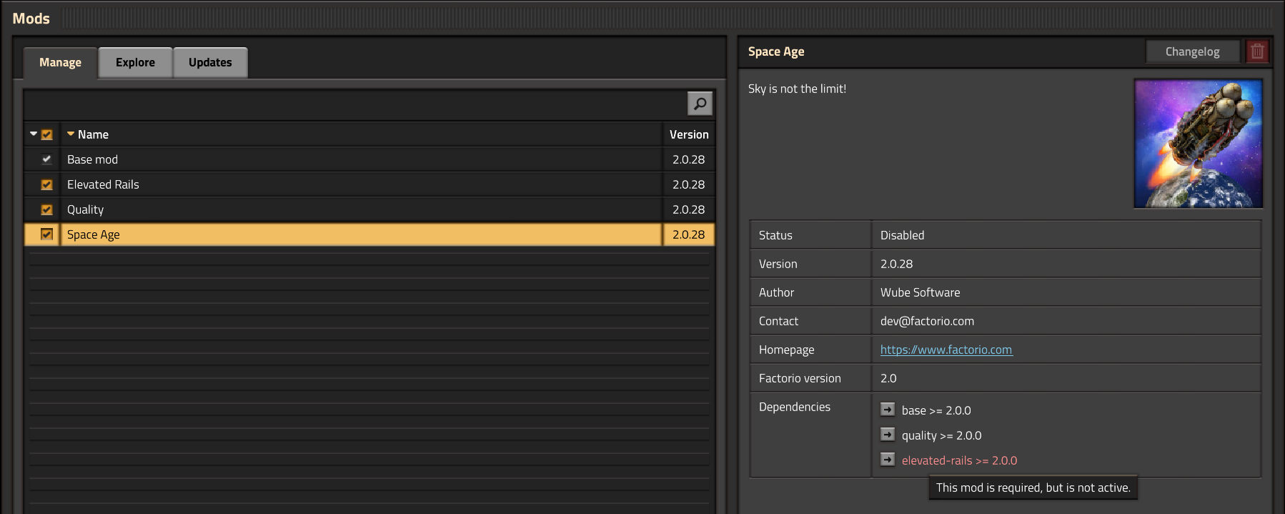 Example of Mod Panel