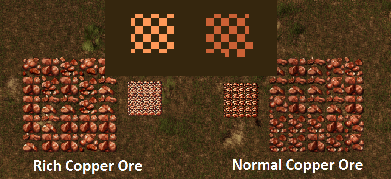 Left is the rich copper ore which you get only at the spawn, right is the usual copper ore